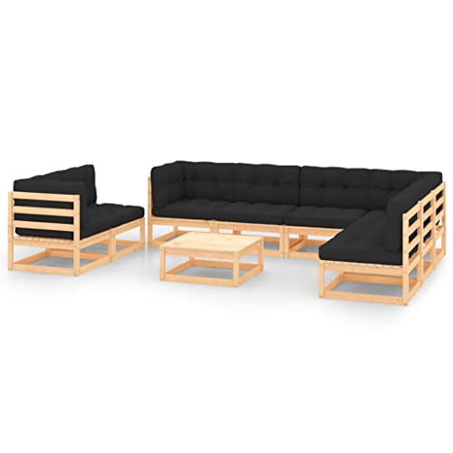 PUEOSZX Gartenmöbel-Set für den Außenbereich, 9-teiliges Möbel-Set mit Kissen, für Terrasse, Garten oder Wohnzimmer, modulares Design, Braun und Anthrazit von PUEOSZX