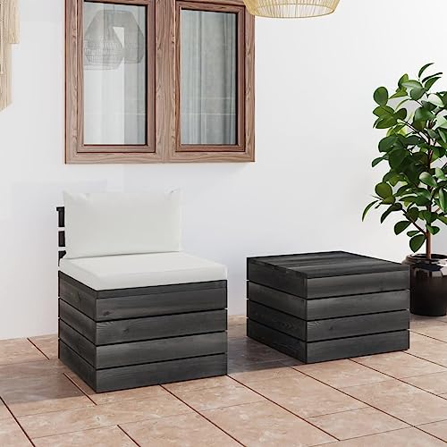 PUEOSZX Gartensofa-Set für den Außenbereich, 2-teiliges Möbel-Set mit Tisch und cremeweiß, Kissen für den Außenbereich, für Terrasse, Garten oder Wohnzimmer, modulares Design von PUEOSZX