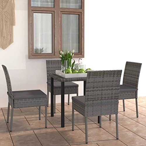 PUEOSZX Gartensofa-Set für den Außenbereich 5-teiliges Möbelset mit grauen Kissen und grauen und schwarzen Tisch Outdoor-Möbel für Terrasse, Garten oder Wohnzimmer, modulares Design von PUEOSZX