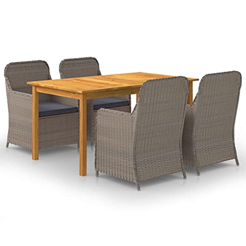 PUEOSZX Gartentisch und Stühle Set 5-teilig Outdoor Lounge Set Möbel Set mit Braun Tisch und Dunkelgrau Kissen Outdoor-Möbel für Patio Garten oder Wohnzimmer Braun von PUEOSZX