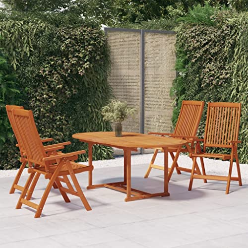 PUEOSZX Gartentisch- und Stuhl-Set für den Außenbereich, 5-teiliges Möbel-Set mit Tisch, pflegeleicht für Terrasse, Garten oder Wohnzimmer, Braun von PUEOSZX
