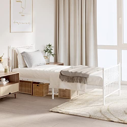 PUEOSZX Modernes Metallbettgestell Stützfuß Schlafzimmer Dekor Inneneinrichtung Elegantes und praktisches Design Weiß 207x84.5x90.5cm von PUEOSZX