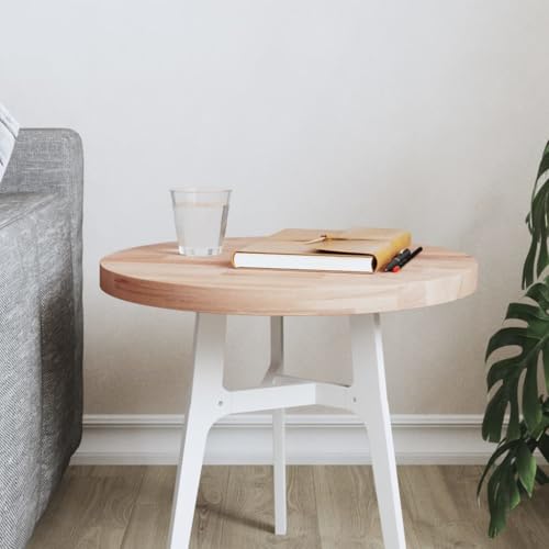 PUEOSZX Multifunktionale glatte Arbeitsplatte für Arbeitsplatten, runde Ersatzplatte für Servicebänke oder Schreibtische, klassisches Design, hellbraun, 40 x 2,5 cm von PUEOSZX