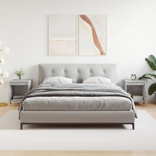 PUEOSZX Nachttisch Betttisch 2 Stück Inneneinrichtung Multifunktionaler seitlicher Schrank für Schlafzimmer Wohnzimmer oder Studie Einfaches und kompaktes Design Betongrau 40x35x50 cm von PUEOSZX