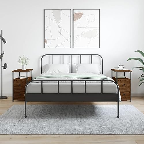 PUEOSZX Nachttisch Betttisch 2 Stück Multifunktionale Inneneinrichtung Seitenschrank für Wohnzimmer Schlafzimmer oder Studie Einfaches und kompaktes Design Eiche Braun 30x60x60cm von PUEOSZX