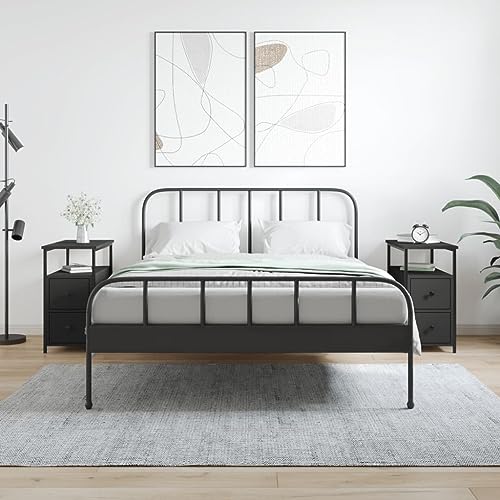 PUEOSZX Nachttisch Betttisch 2 Stück Multifunktionale Inneneinrichtung Seitenschrank für Wohnzimmer Schlafzimmer oder Studie Einfaches und kompaktes Design Schwarz 30x60x60cm von PUEOSZX