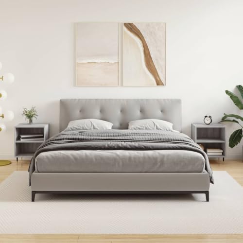 PUEOSZX Nachttisch Betttisch 2 Stück Multifunktionale Inneneinrichtung Seitenschrank für Wohnzimmer Schlafzimmer oder Studie Einfaches und kompaktes Design Sonoma Grau 40x30x50cm von PUEOSZX