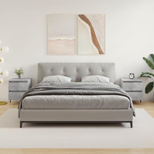 PUEOSZX Nachttisch Betttisch Seitenschrank 2 Stück Multifunktionale Inneneinrichtung für Wohnzimmer Schlafzimmer oder Studie Einfaches und kompaktes Design Betongrau 40x35x50 cm von PUEOSZX