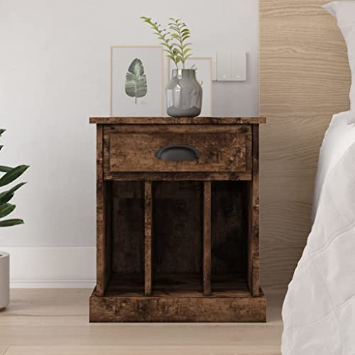 PUEOSZX Nachttisch für Schlafzimmer, Stauraum, Betttisch, Holzmöbel, seitliche Schränke, Heimdekoration, platzsparendes Design, Rauch-Eiche, 43 x 36 x 50 cm PUEOSZX Nachttisch für Schlafzimmer, Stauraum, Betttisch, Holzmöbel, seitliche Schränke, Heimdekoration, platzsparendes Design, Rauch-Eiche, 43 x 36 x 50 cm von PUEOSZX
