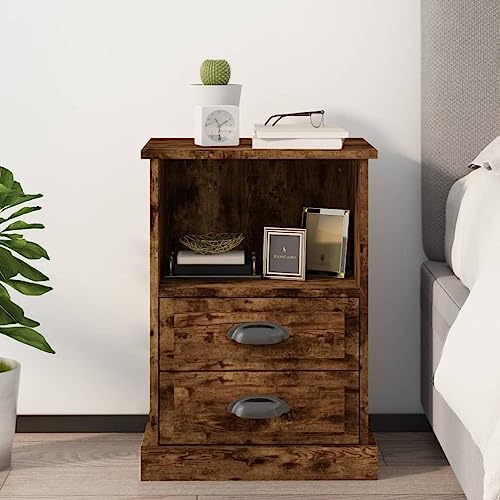 PUEOSZX Nachttisch für Schlafzimmer, Stauraum, Betttisch, aus Holz, seitliche Schränke, Bettmöbel, Heimdekoration, platzsparendes Design, Eiche Rauch, 43 x 36 x 60 cm PUEOSZX Nachttisch für Schlafzimmer, Stauraum, Betttisch, aus Holz, seitliche Schränke, Bettmöbel, Heimdekoration, platzsparendes Design, Eiche Rauch, 43 x 36 x 60 cm von PUEOSZX