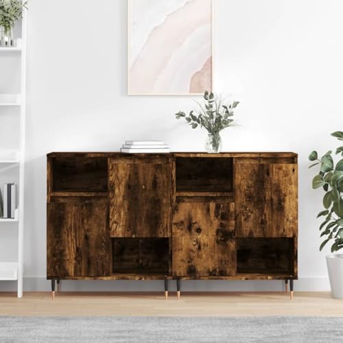 PUEOSZX Sideboard Ausstellungsschrank 2 Stück Küchenschrank Organizer für Zuhause Vielseitige Wandschränke Sideboard Wohnzimmermöbel Großer Stauraum Stauraum Eiche Smoke 120x35x70cm von PUEOSZX