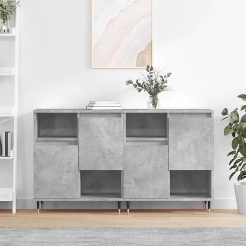 PUEOSZX Sideboard Ausstellungsschrank 2 Stück Küchenschrank Organizer für Zuhause Vielseitige Wandschränke Sideboard Wohnzimmermöbel Großer Stauraum Stauraum Grau Beton 120x35x70 cm von PUEOSZX
