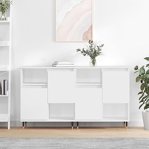 PUEOSZX Sideboard Display 2 Stück Küchenschrank Organizer für Zuhause Vielseitige Wandschränke Sideboard Wohnzimmermöbel Großer Stauraum Weiß 120x35x70cm von PUEOSZX