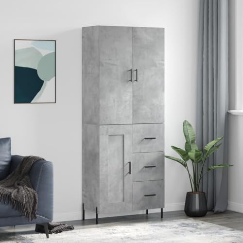PUEOSZX Sideboard Display Organizer für zu Hause Vielseitiger Küchenschrank Platzsparender Schrank Sideboard Wohnzimmermöbel Großer Stauraum Stauraum Grau Beton 69,5x34x180 cm von PUEOSZX