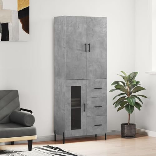 PUEOSZX Sideboard Display Schrank Organizer für zu Hause Vielseitiger Küchenschrank Großer Stauraum Wohnzimmermöbel Grau Beton 69,5x34x180 cm von PUEOSZX