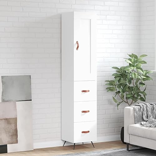 PUEOSZX Sideboard Sideboard Küchenschrank Ausstellungsschrank Schrank Organizer für zu Hause Vielseitig Großer Stauraum Stauraum Wohnzimmermöbel Weiß 34,5x34x180 cm von PUEOSZX