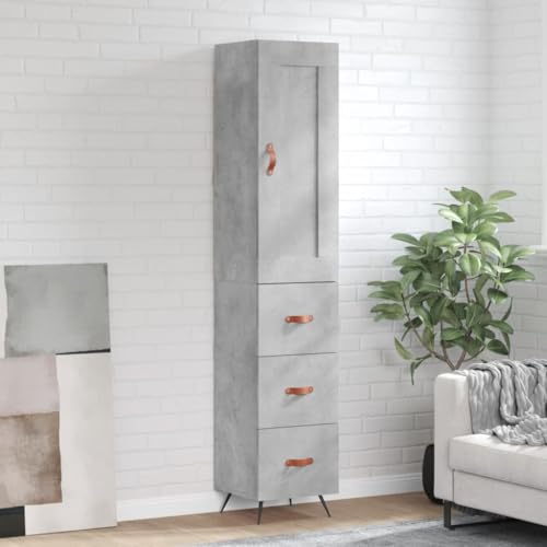 PUEOSZX Sideboard Sideboard Küchenschrank Ausstellungsschrank Schrank Organizer für zu Hause Vielseitig Großer Stauraum Wohnzimmerschrank Grau Beton 34,5x34x180 cm von PUEOSZX