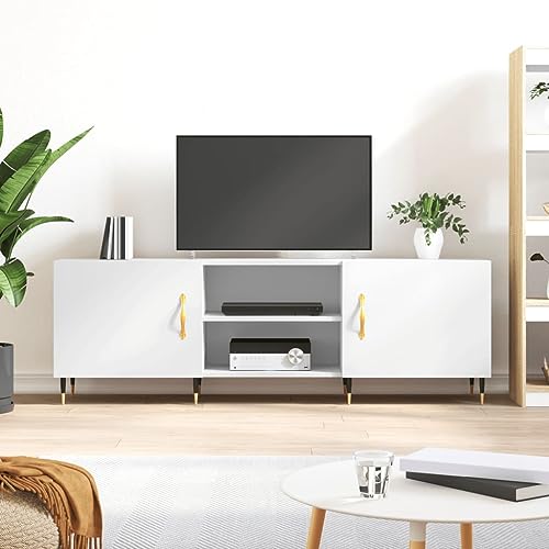 PUEOSZX TV-Schrank Multimedia-Möbel für den Innenbereich, TV-Ständer, seitlicher Couchtisch, klassisches und elegantes Design, Weiß, 150 x 30 x 50 cm PUEOSZX TV-Schrank Multimedia-Möbel für den Innenbereich, TV-Ständer, seitlicher Couchtisch, klassisches und elegantes Design, Weiß, 150 x 30 x 50 cm von PUEOSZX