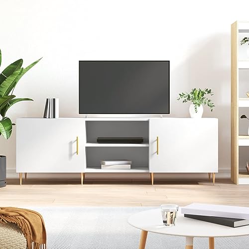 PUEOSZX TV-Schrank Multimedia-Möbel für den Innenbereich, seitlicher Couchtisch, TV-Ständer, klassisches und elegantes Design, Weiß, 150 x 30 x 50 cm PUEOSZX TV-Schrank Multimedia-Möbel für den Innenbereich, seitlicher Couchtisch, TV-Ständer, klassisches und elegantes Design, Weiß, 150 x 30 x 50 cm von PUEOSZX