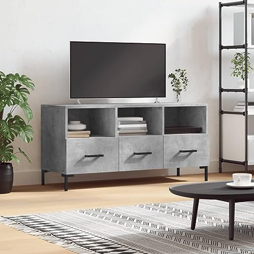 PUEOSZX TV-Schrank Multimedia-Ständer TV-Möbel für den Innenbereich, seitlicher Couchtisch, klassisches und elegantes Design, Betongrau, 102 x 36 x 50 cm von PUEOSZX