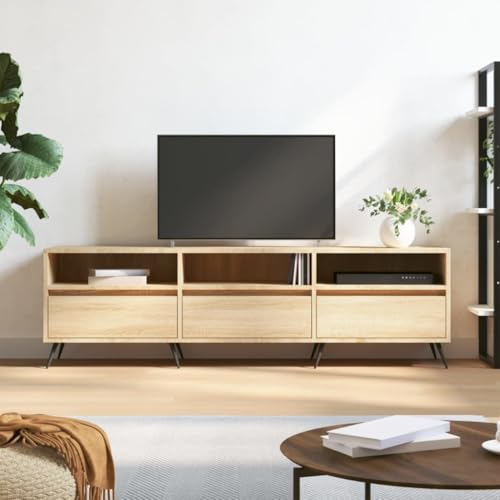 PUEOSZX TV-Schrank Multimedia-Ständer TV-Möbel für den Innenbereich, seitlicher Couchtisch, klassisches und elegantes Design, Sonoma-Eiche, 150 x 30 x 44,5 cm PUEOSZX TV-Schrank Multimedia-Ständer TV-Möbel für den Innenbereich, seitlicher Couchtisch, klassisches und elegantes Design, Sonoma-Eiche, 150 x 30 x 44,5 cm von PUEOSZX