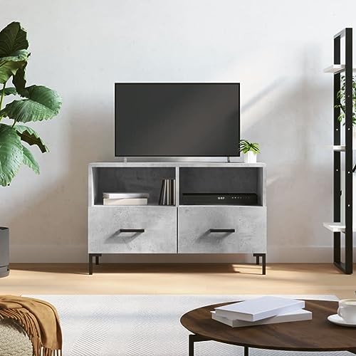 PUEOSZX TV-Schrank Multimedia-Ständer TV-Möbel für den Innenbereich, seitlicher Couchtisch, klassisches und elegantes Design, Zementgrau, 80 x 36 x 50 cm PUEOSZX TV-Schrank Multimedia-Ständer TV-Möbel für den Innenbereich, seitlicher Couchtisch, klassisches und elegantes Design, Zementgrau, 80 x 36 x 50 cm von PUEOSZX