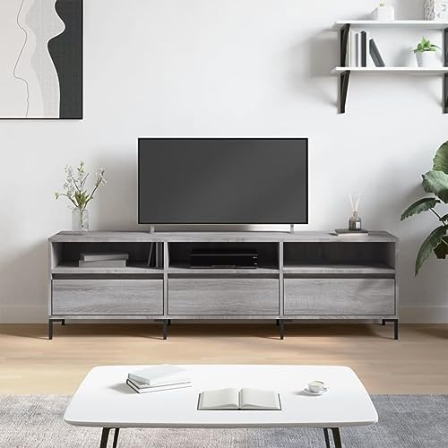 PUEOSZX TV-Schrank TV-Möbel Multimedia-Armario Beistelltisch Couchtisch Innenmöbel klassisches und elegantes Design Sonoma-Grau 150 x 30 x 44,5 cm von PUEOSZX