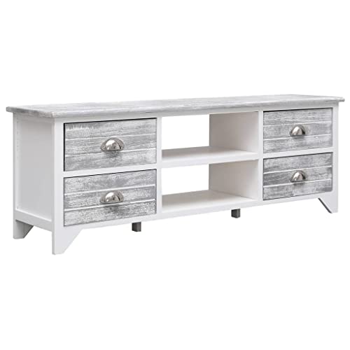 PUEOSZX TV-Schrank TV-Möbel Multimedia-Armario Beistelltisch Couchtisch Innenmöbel klassisches und elegantes Design Weiß und Grau 108 x 30 x 40 cm von PUEOSZX