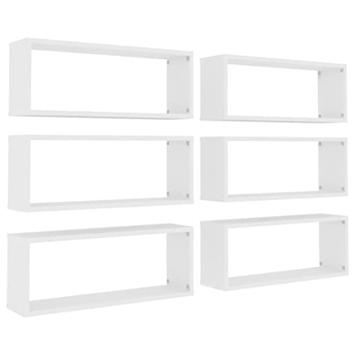 PUEOSZX Wandregal 6 Stück Ausstellungsregale Hängeregal Lagerregal Würfelregale Minimalistisches Design für Wohnzimmer Schlafzimmer oder Badezimmer Weiß 60 x 15 x 23 cm von PUEOSZX