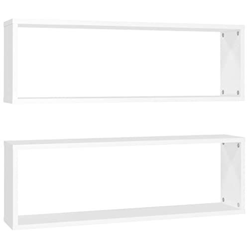 PUEOSZX Wandregal Ausstellungsregale 2 Stück Hängeregal Lagerregal Würfelregale Minimalistisches Design für Wohnzimmer Schlafzimmer oder Badezimmer Weiß 80 x 15 x 26,5 cm von PUEOSZX