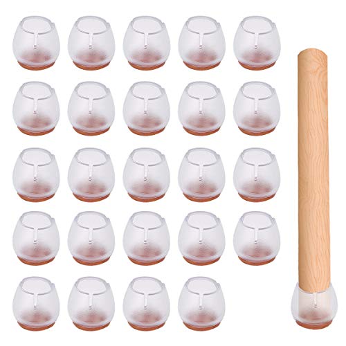 24 Stück Stuhlkappen Rund,Silikon Stuhl Bein Caps Füße Pads Möbel Table Covers Boden Protektoren Stuhlbeinkappen Silikon Transparent für 25-29MM Runde Beine von PUERHUACI