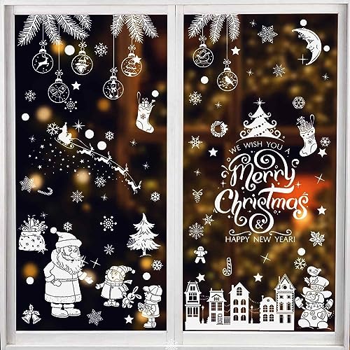 Fensterbild Weihnachten Selbstklebend,9 Stück Fensterdeko Weihnachten,Weihnachtsdeko Fenster,Fensterbilder Weihnachten,Weihnachts Fensterbilder Selbstklebend,Fenstersticker Weihnachten von PUERHUACI