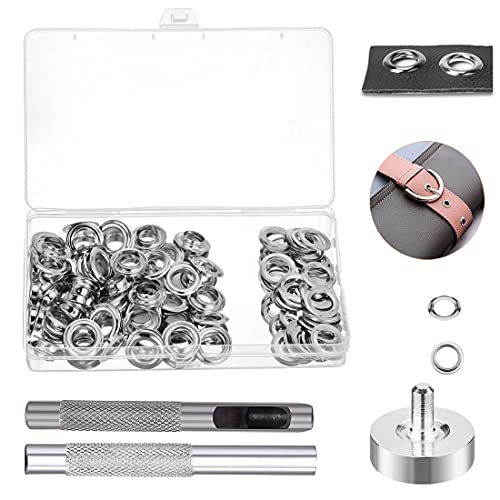 Ösen Set,Ösenzange 100 Sets Grommet Ösen Metallösen 6 mm Innen Ösenzange für Stoffe für DIY-Projekte Schuhe Kleidung Taschen Leinwand Install Tool Ideal von PUERHUACI