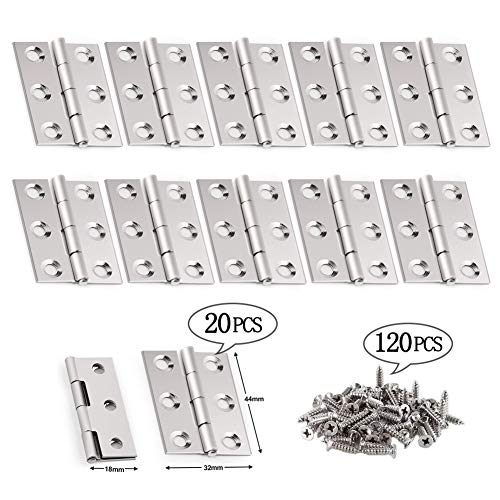 Scharnier Edelstahl,Türband Scharnier,44mm Schaniere Klappbar Mit 120 Stück Schrauben,Wohnmöbel Hardware Klavierband Schrank Scharnierband für Fenster Tür Kisten von PUERHUACI