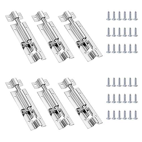 Türriegel Edelstahl,6 Stück Riegelschloss Schiebeschlösser,Schlossriegel Mit Schrauben,Verschlussriegel Für Flächenbündige Türen Türverriegelung Innen Größe 100x28.6mm von PUERHUACI