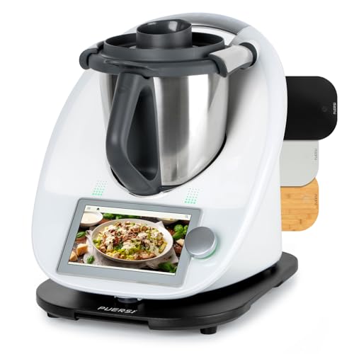 PUERSI Gleitbrett für Thermomix TM6/TM5, 2te Generation, Brett für Thermomix mit Rollen, Leicht Gleitendes Bambus Rollbrett/Slider - Schwarz von PUERSI