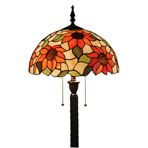PUFAHAU Tiffany-Stil Pastorale Stehlampe 16 Zoll Breit Blumen Buntglas 2 Licht 63 Zoll Hoch Legierung Basis Stehlampen Stehlampe Für Wohnzimmer(B) von PUFAHAU
