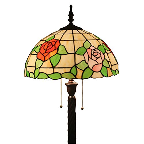 PUFAHAU Tiffany-Stil Pastorale Stehlampe 16 Zoll Breit Blumen Buntglas 2 Licht 63 Zoll Hoch Legierung Basis Stehlampen Stehlampe Für Wohnzimmer(C) von PUFAHAU