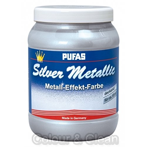 Pufas Silber Metallic Effect Metall-Effekt-Farbe 1,5 L Silberner deckender Effekt von PUFAS