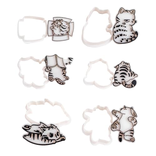 Packung Mit 6 Schönen Katzen Keksmarken Kunststoff Geprägte Formen Robuste Dessertform Für Kreatives Backen Und Snacks von PUGEOAMN
