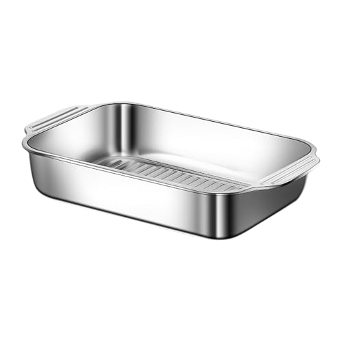 Rostel Quadratische Silbernahrungsschale Effiziente Edelstahl Servierplatte Proof Spülmaschine Freundliche Küchenschale von PUGEOAMN