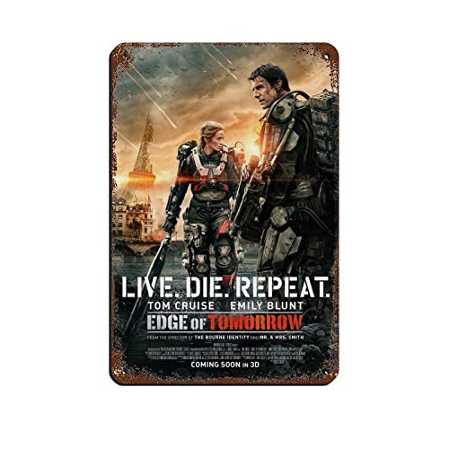 Edge of Tomorrow Film Tom Cruise 9 Retro-Poster Metall-Blechschild Chic Art Retro Eisen Malerei Bar Menschen Höhle Cafe Familie Garage Poster Wanddekoration 20 x 30 cm von PUGOIL