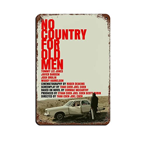 Vintage-Filmposter "No Country For Old Men", 1 Blechschild, Vintage-Metall, Pub, Club, Café, Bar, Zuhause, Wandkunst, Dekoration, Poster, Retro, 20 x 30 cm von PUGOIL