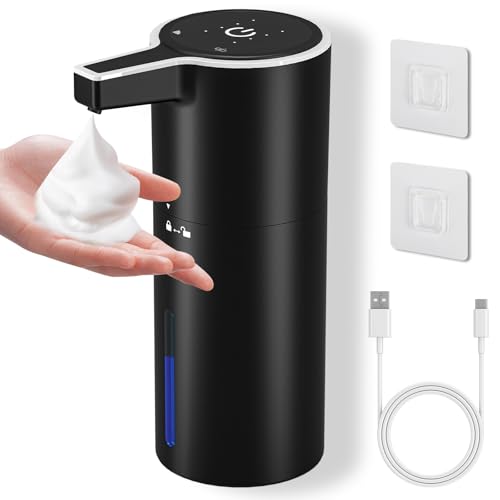 Seifenspender Automatisch, Schwarz 400ml Elektrischer Seifenspender Wandbefestigung mit 4 einstellbaren Stufen, 1800 mAh USB-C Wiederaufladbar IPX5 Wasserdicht schaumseifenspender für Küche,Bad Seifenspender Automatisch, Schwarz 400ml Elektrischer Seifenspender Wandbefestigung mit 4 einstellbaren Stufen, 1800 mAh USB-C Wiederaufladbar IPX5 Wasserdicht schaumseifenspender für Küche,Bad von PUGTOW