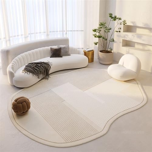 PUIOKA Teppich mit unregelmäßiger Form, Wohnzimmerteppich mit geometrischem Muster, weicher Kaschmirimitat-Teppich von PUIOKA