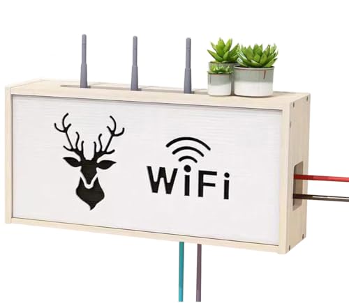PUIOTEAI Router Verstecken, Router Regal, Router Aufbewahrungsbox, Wandmontierbarer Kabelorganizer, Super Produkt um den Router Samt Kabelsalat in Stilvolleren Art und Weise zu Verstecken(Beige) von PUIOTEAI