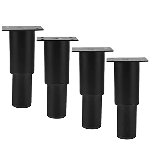 Möbelbeine – verstellbare Möbel-Ersatzbeine aus Metall, Set mit 4 rutschfesten Stützfüßen for Fernseher, Couchtisch, Bett, Badezimmerschrank, 18 cm (verstellbar 18–25 cm), Schwarz ( Color : Black ) von PUJIANA