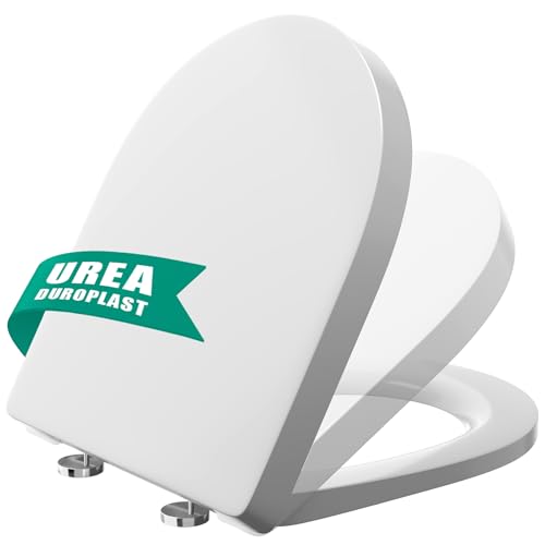 PUKANIUM Toilettendeckel mit Absenkautomatik, Hergestellt aus Robustem Duroplast, WC Sitz D-Form Antibakteriell mit Quick-Release von PUKANIUM