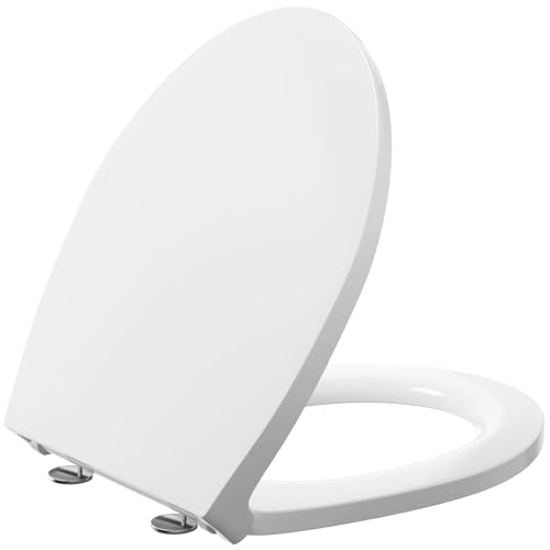 PUKANIUM Toilettendeckel mit Absenkautomatik aus Robustem Duroplast, Umweltfreundlicher WC Sitz O-Form, Antibakteriell mit Quick-Release von PUKANIUM
