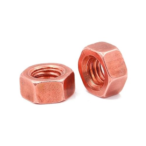 M3 M4 M5 M6 M8 M10M12M16 T2 Kupfer-Sechskantmutter Rote Kupfermutter Leitfähige Leitungsmutter Unterlegscheibe Sicherungsschraube Kappe Reines Kupfer(M6 10pcs) von PULIHYDE